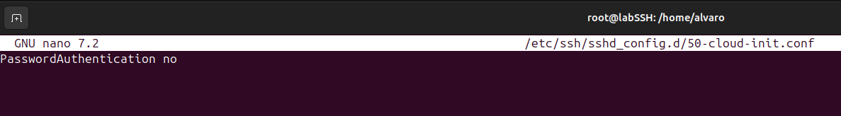 Archivo cloud-init con PasswordAuthentication yes