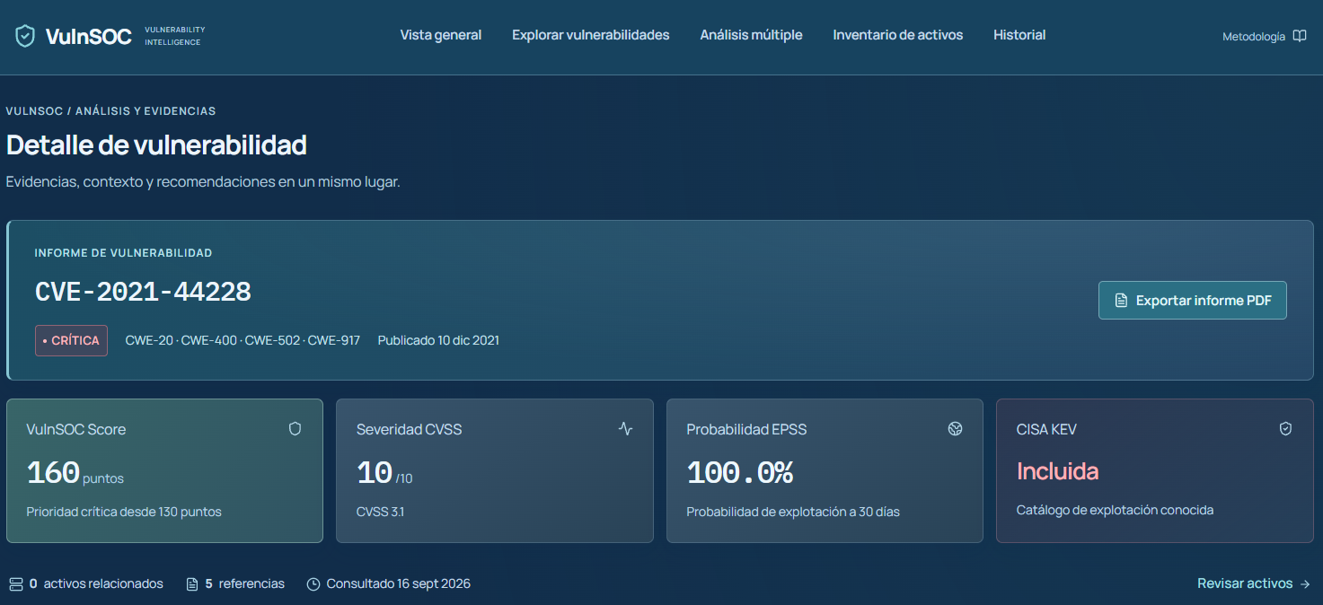 Detalle principal de una vulnerabilidad analizada