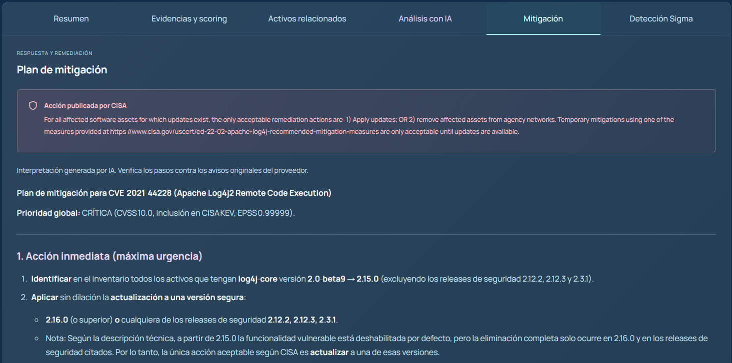 Plan de mitigación de una vulnerabilidad