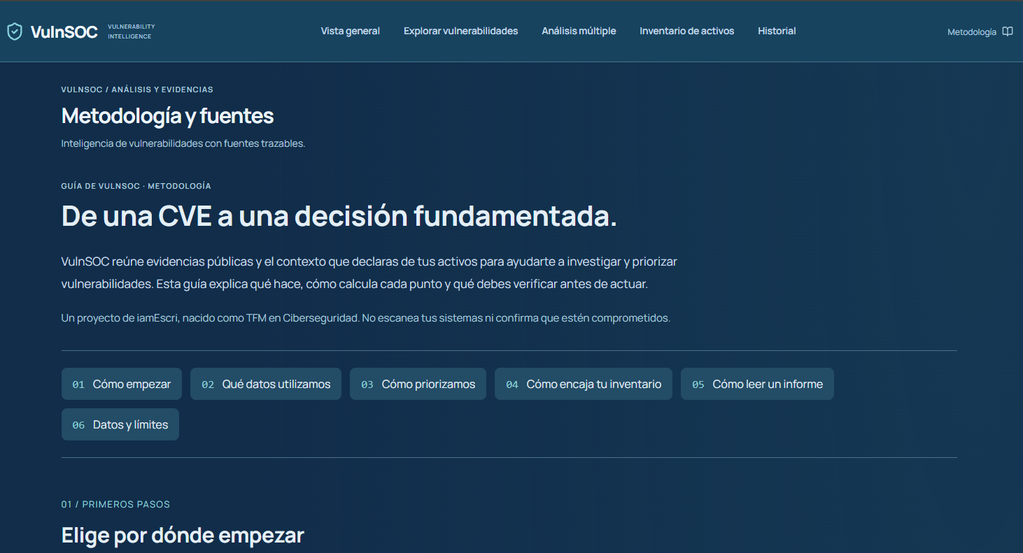 Metodología de priorización documentada dentro de VulnSOC